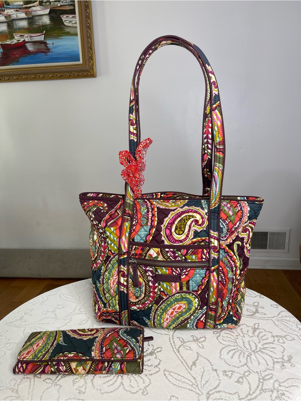 🎨 VINTAGE VERA BRADLEY TOTE BAG & MATCHING WALLET SET 🎨